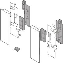 LEGRABOX держатель фасада, высота C, для высокого внутреннего ящика со вставкой, левый/правый, серый орион