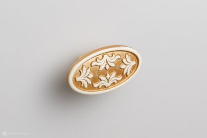 Pandora мебельная ручка-кнопка слоновая кость с золотой патиной, большая