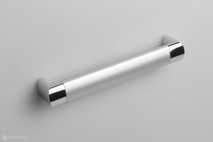 RS053 мебельная ручка-скоба 160 мм хром полированый со вставкой сатиновый хром