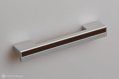 S101 мебельная ручка-скоба 128 мм сатин светлый со вставкой венге матовый