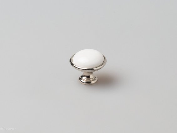New Deco мебельная ручка-кнопка никель глянцевый и белая керамика