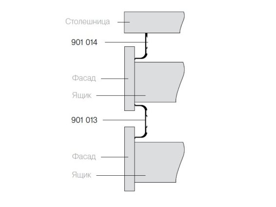 Профиль 901013 для фасадов без ручек (63,6х23 мм), серебро, 5 м.