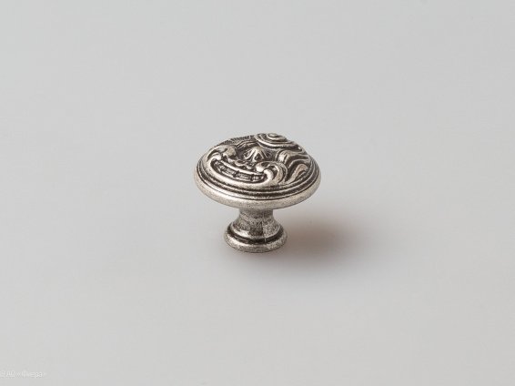WPO2028 мебельная ручка-кнопка диаметр 30 мм состаренное серебро