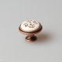 P77 мебельная ручка-кнопка античная медь с керамической вставкой цвета слоновой кости с рисунком