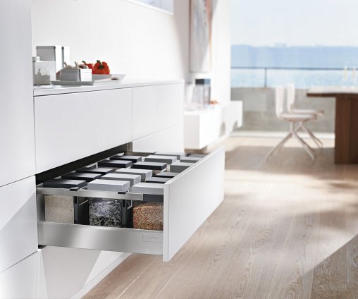 Ящик TANDEMBOX antaro с TIP-ON BLUMOTION (высота D 224, глубина 400 мм, вес ящика до 20 кг), крепление саморезы, нержавеющая сталь